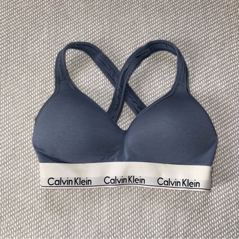 Calvin Klein Blue Modern Cotton Padded Push Up Bralette Sz Sm